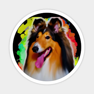 Collie Dog Rainbow Painting Magnet